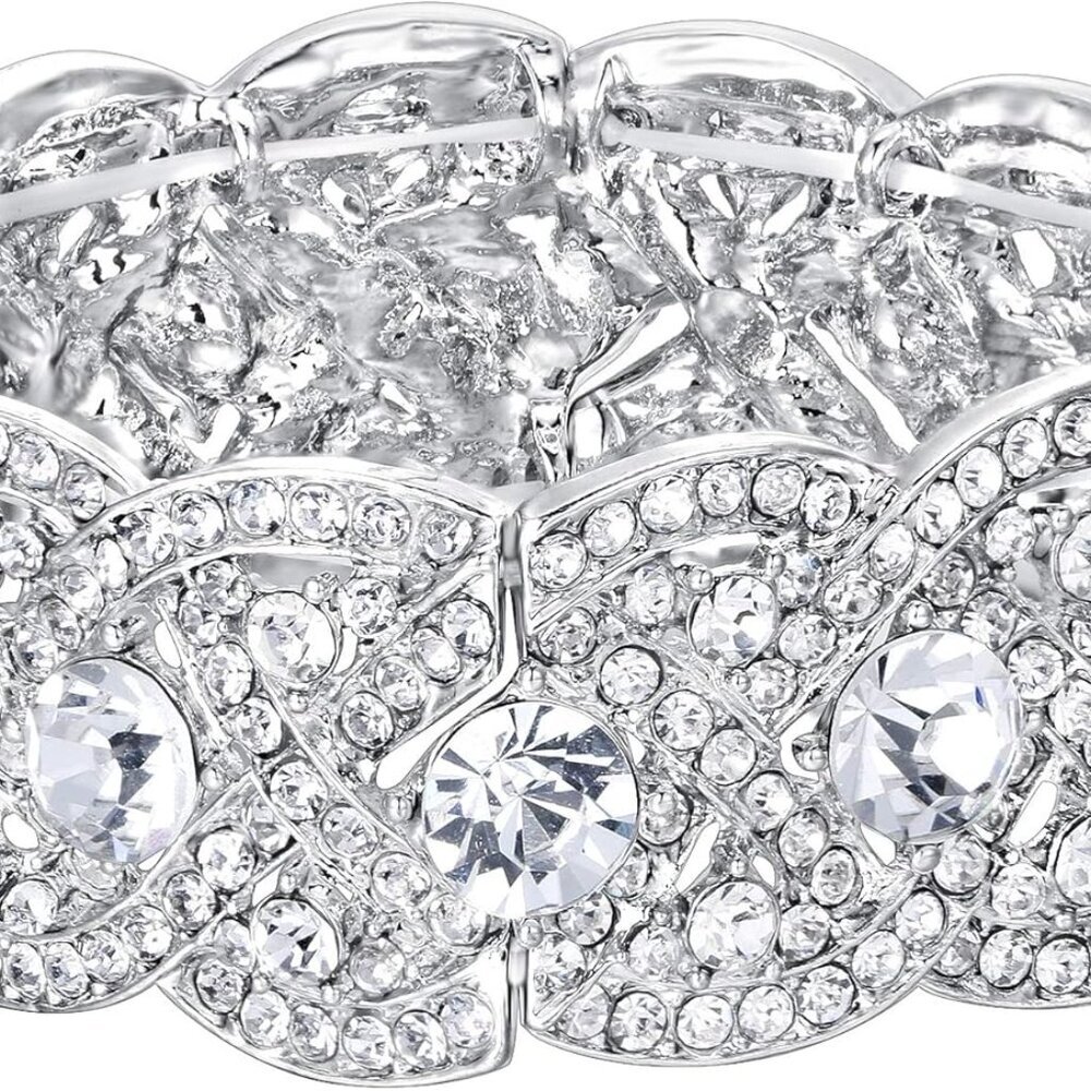 Austrian Crystal Costume Jewelry Art Deco Elastic Stretch Bracelet